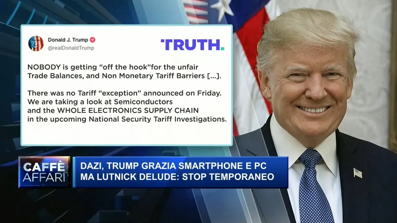 Caos Dazi, Trump grazia smartphone e pc, ma Lutnick avverte: è uno stop temporaneo