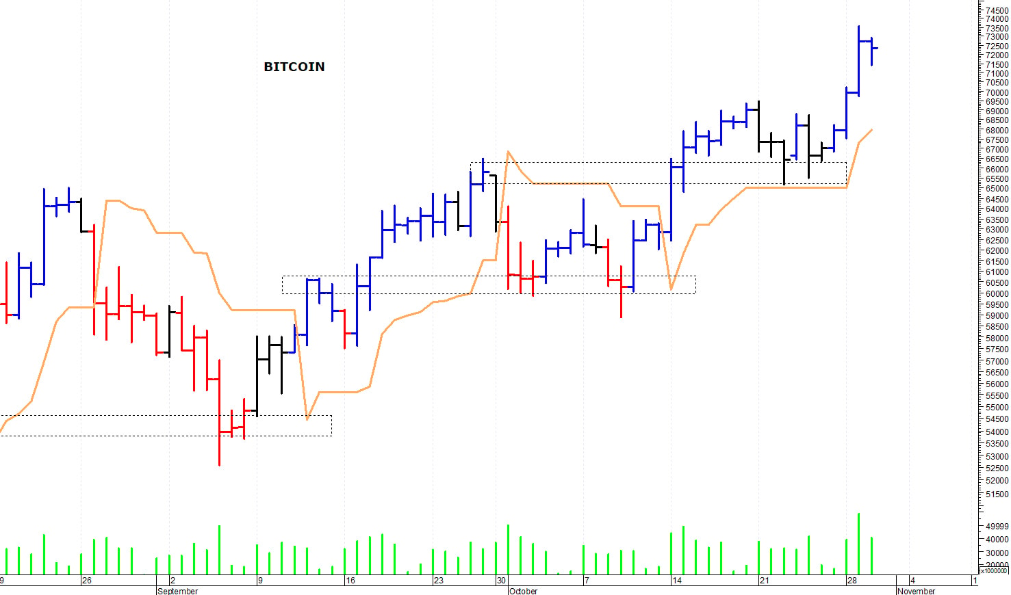 Bitcoin ($): picco di breve termine a 73.600$