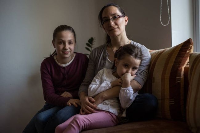 Nadine Langer e i suoi figli