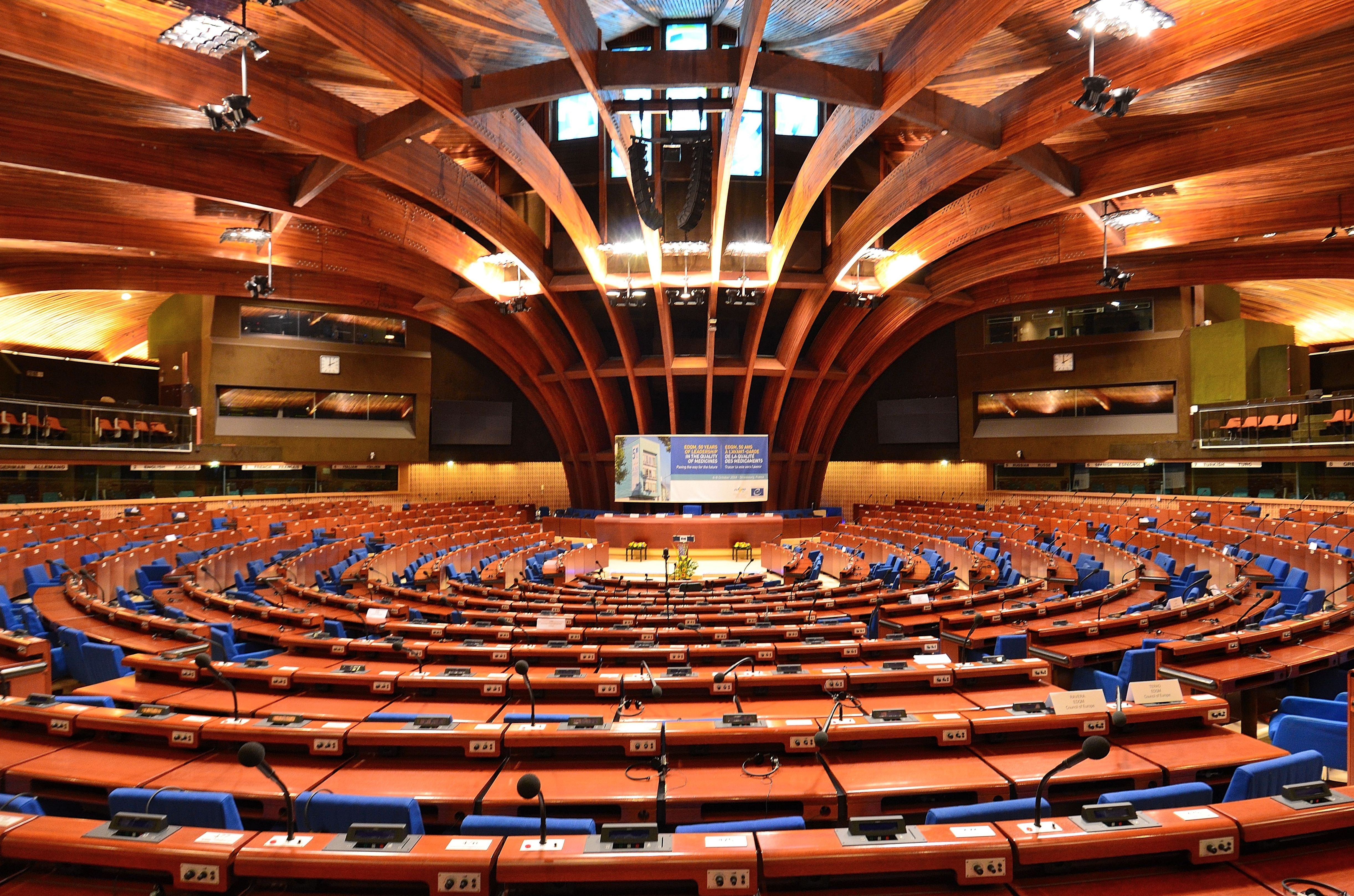 La sala delle assemblee del Consiglio d'Europa a Strasburgo