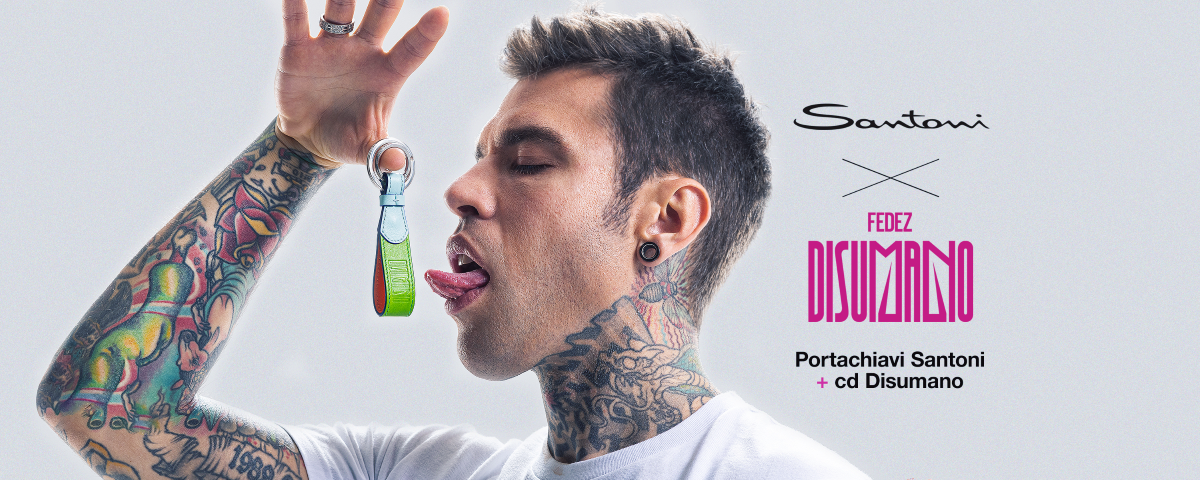 L'immagine della partnership di Santoni e Fedez