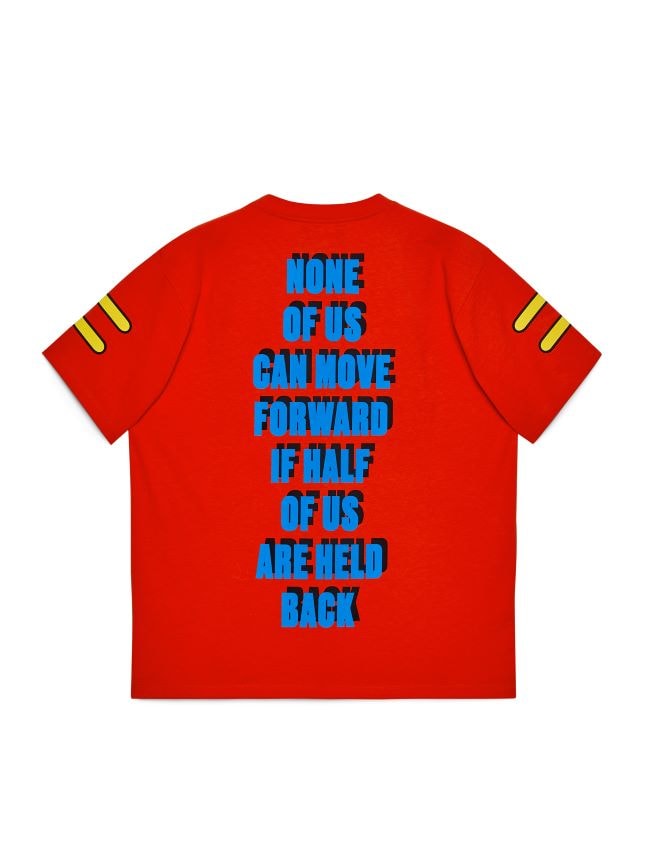 Il retro della T-shirt della capsule Generation equality di Gucci (courtesy of Gucci)