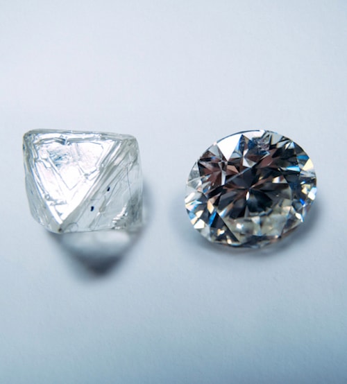 Dal diamante grezzo a lavorato (courtesy De Beers)
