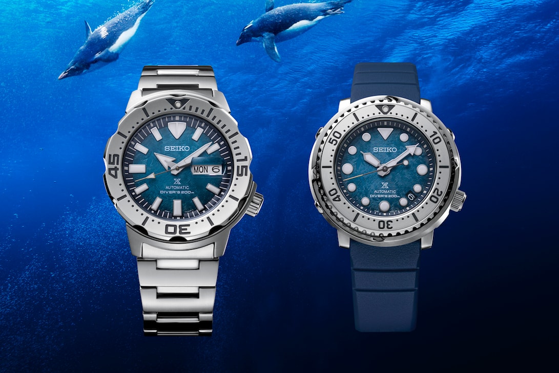 Due orologi della collezione Seiko save the ocean (courtesy Seiko)