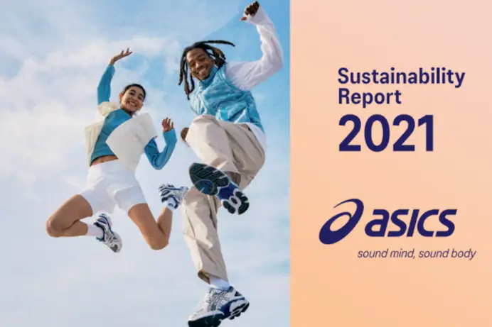 La locandina del report sulla sostenibilità di Asics (courtesy Asics)