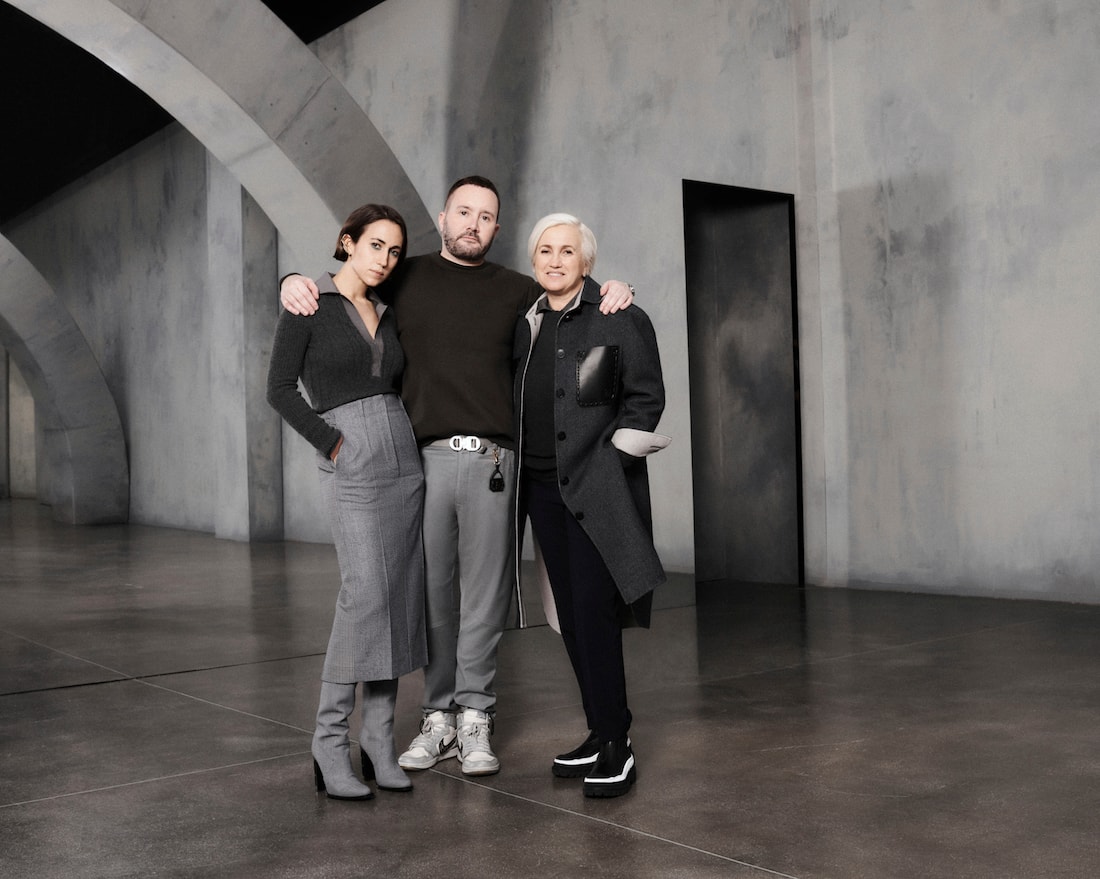 From left, Delfina Delettrez Fendi, Kim Jones and Silvia Venturini Fendi (ph Brett Lloyd)