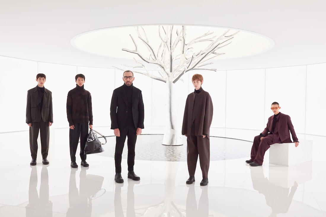 Alessandro Sartori among models wearing Zegna winter 2022 (courtesy Zegna)