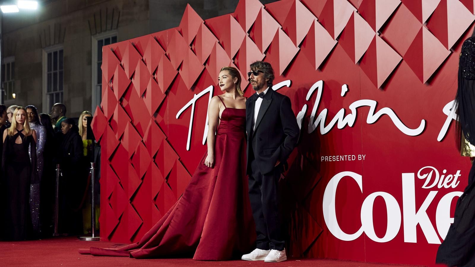 Pierpaolo Piccioli with Florence Pugh at the Bfc Fashion awards 2022 ceremony (ph Charlie Wheeler, courtesy Valentino)