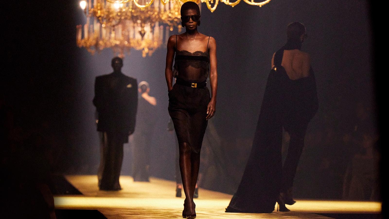 A moment from the Saint Laurent fall-winter 2023/24 fashion show (courtesy Saint Laurent)
