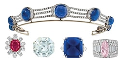 Diamanti, collane e anelli: quanto rendono i preziosiCollana di epoca vittoriana che si può indossare anche come tiara, in oro, argento e diamanti (Christie's)Leo CriacoCollana con zaffiri e diamanti; anello con rubino e diamante; diamante non montato; anello con zaffiro e diamante, anello con diamante colorato (Christie’s)