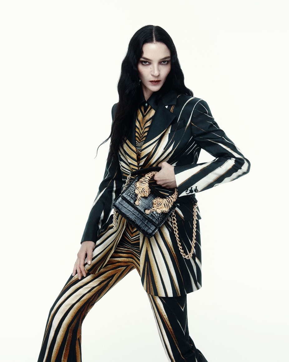 Mariacarla Boscono nella campagna per la Roar bag di Roberto Cavalli (courtesy Roberto Cavalli)