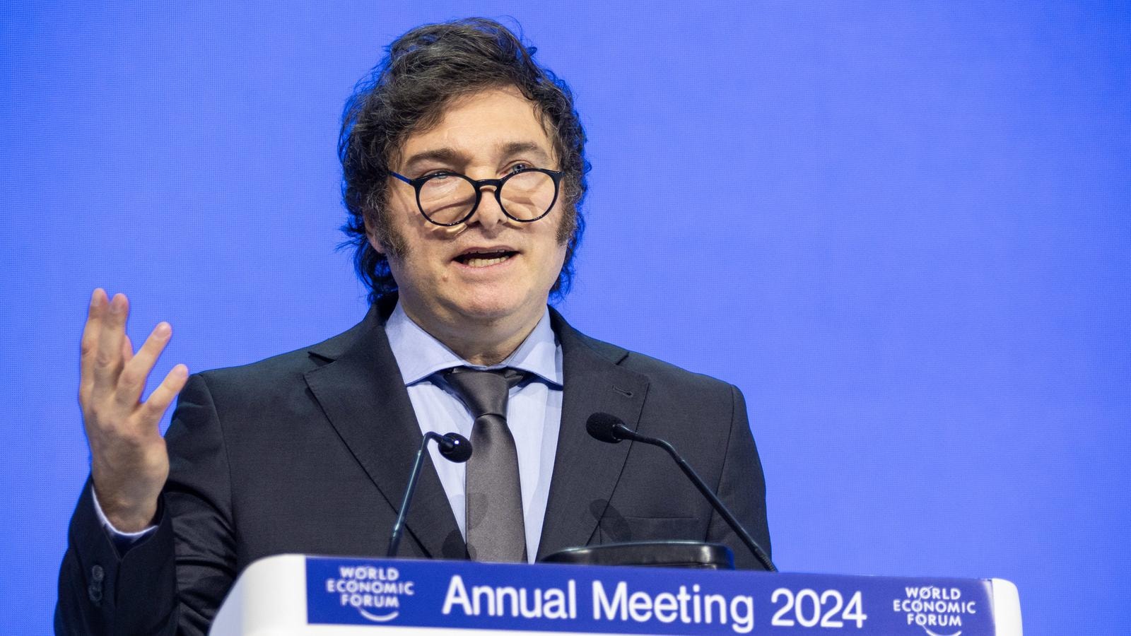 Javier Milei, presidente dell'Argentina, al World Economic Forum 2024