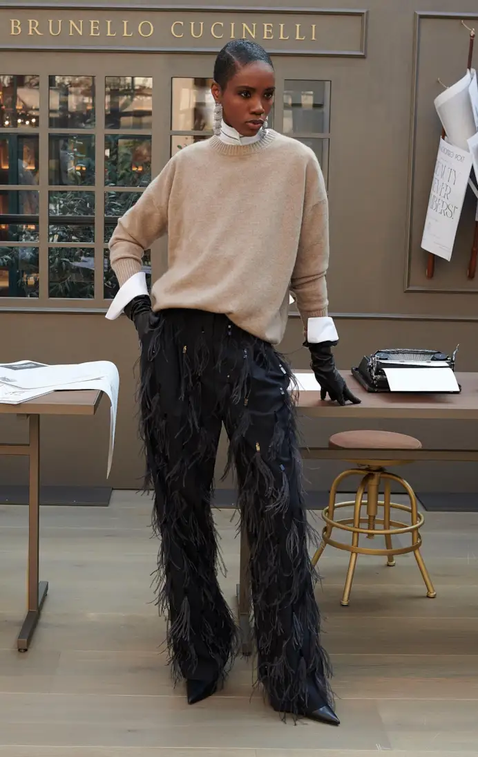 Un look Brunello Cucinelli autunno-inverno 2024 (courtesy Brunello Cucinelli)