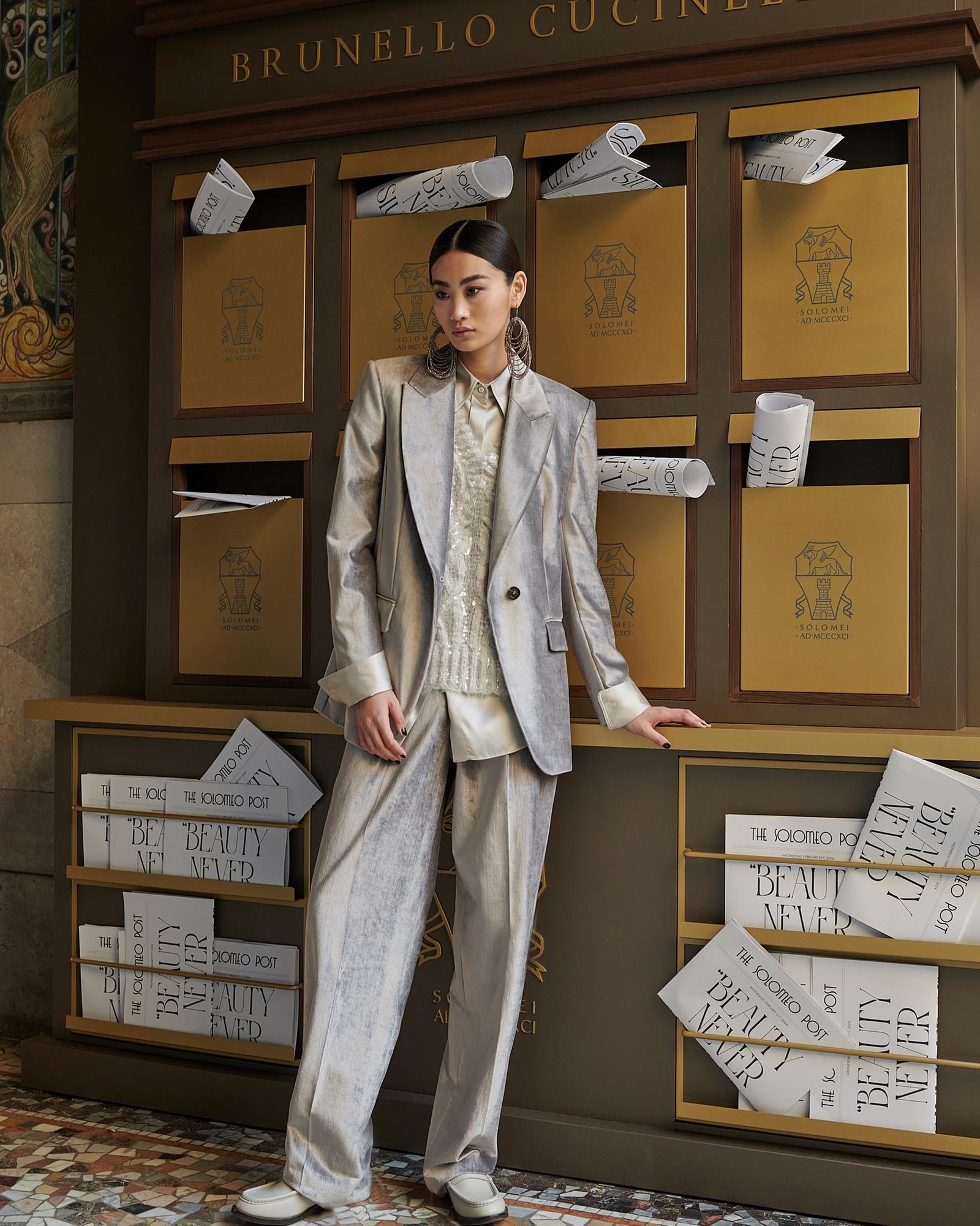 Un look Brunello Cucinelli autunno-inverno 2024 (courtesy Brunello Cucinelli)