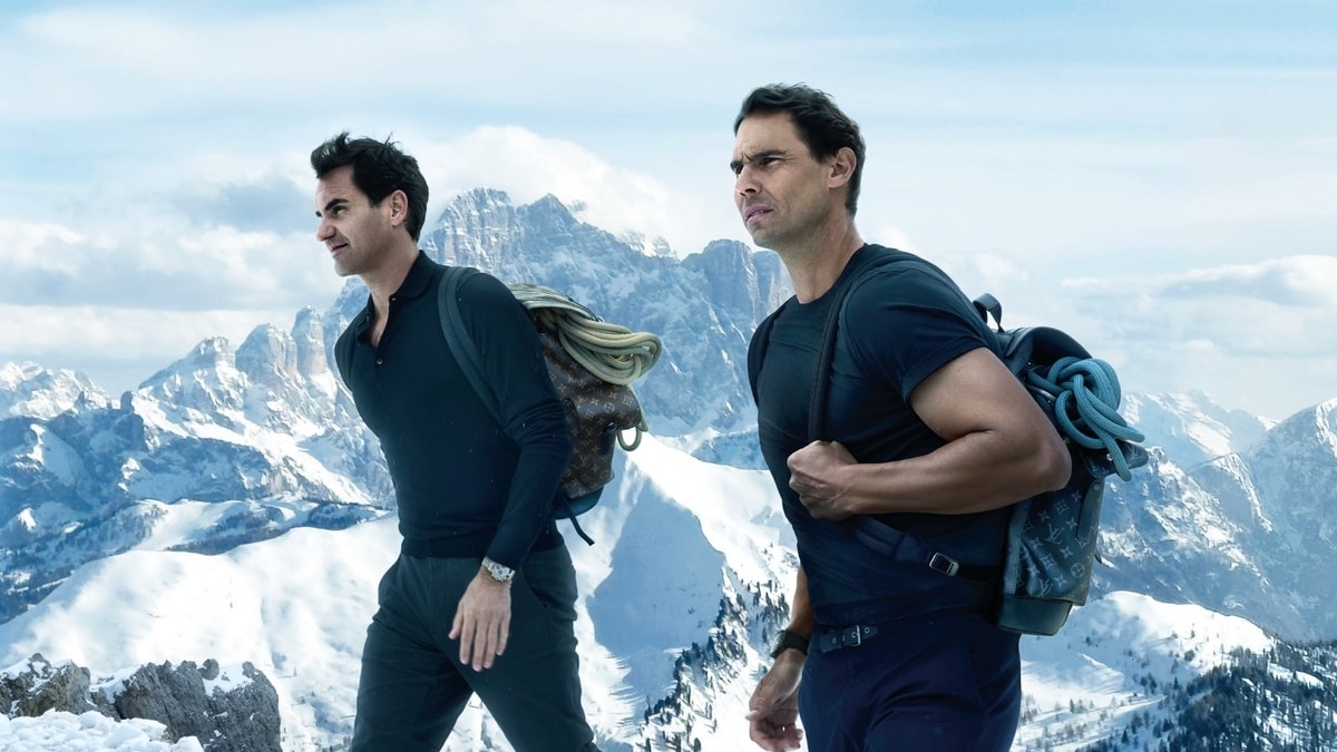 Roger Federer e Rafael Nadal nella nuova campagna Core values di Louis Vuitton (foto Annie Leibovitz, courtesy Louis Vuitton)