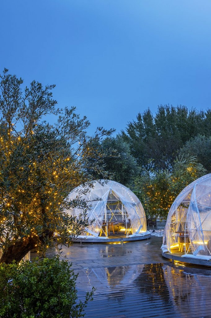 L’Igloo Garden allestito nel giardino del ristorante Qvinto, a Roma