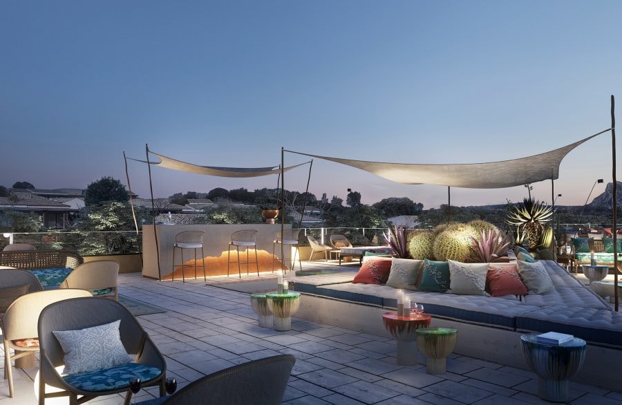 Il rooftop Baglioni Resort in Sardegna.