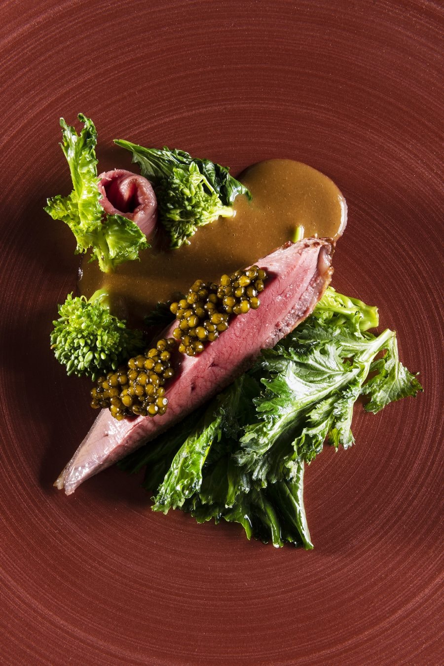 Piccitore di Laura Peri e caviale osetra cime di rapa e colatura d’alici dello chef Cristoforo Trapani del Byron a Forte dei Marmi