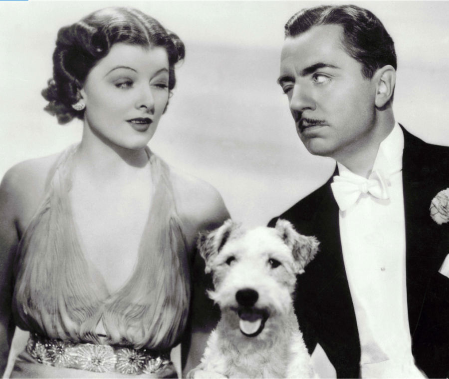 Myrna Loy e William Powell nei panni di Nick e Nora della serie L’uomo ombra negli anni 30.