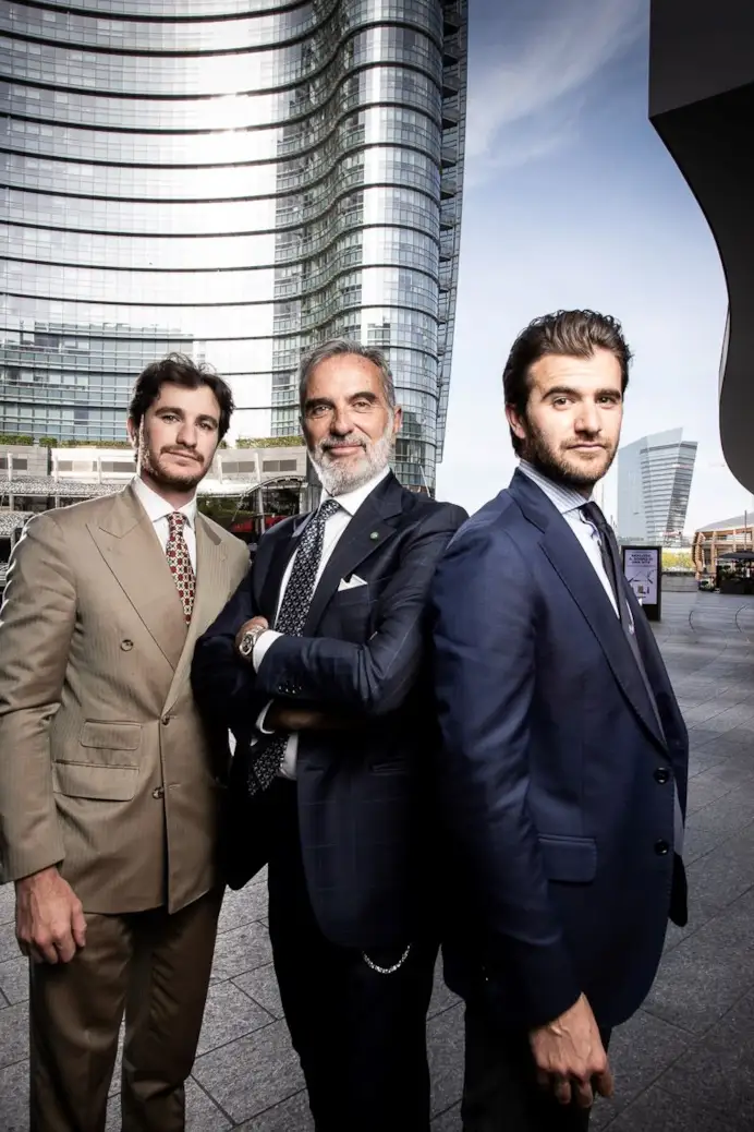 Umberto Verga insieme ai figli Federico e Riccardo.