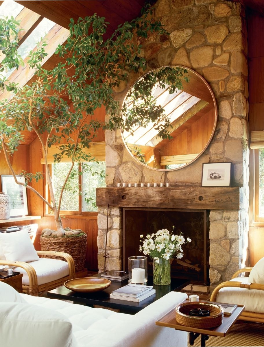 Il living della residenza a Mountauk, negli East Hamptons, New York.