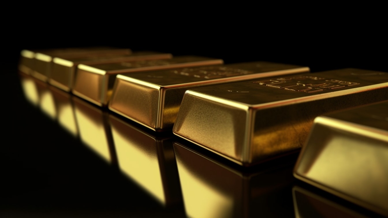 Una fila di lingotti d'oro