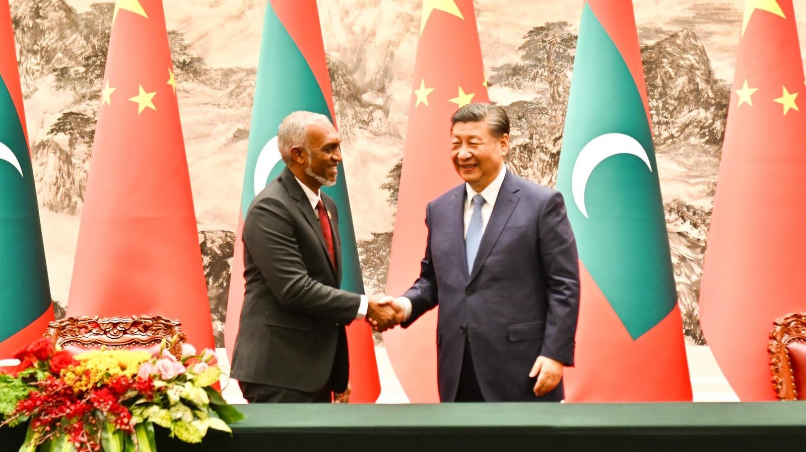 Presidente delle Maldive Mohamed Muizzu e Xi Jinping