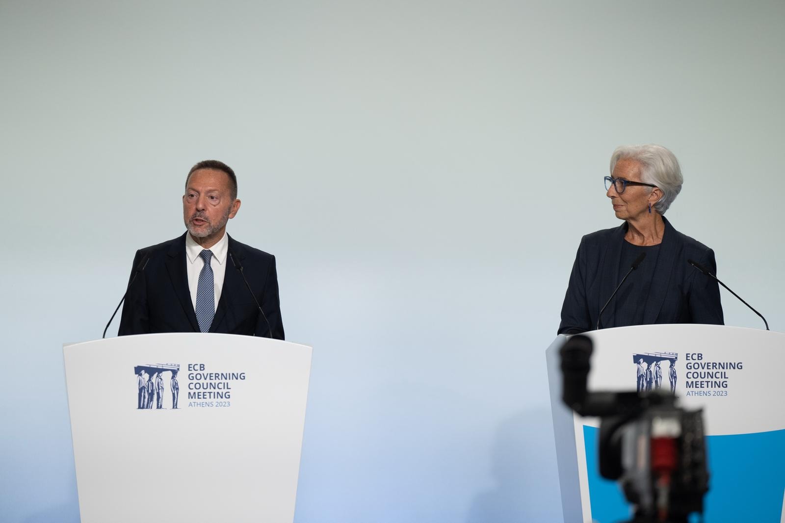 YANNIS STOURNARAS, GOVERNATORE DELLA BANCA DI GRECIA CHRISTINE LAGARDE BCE
