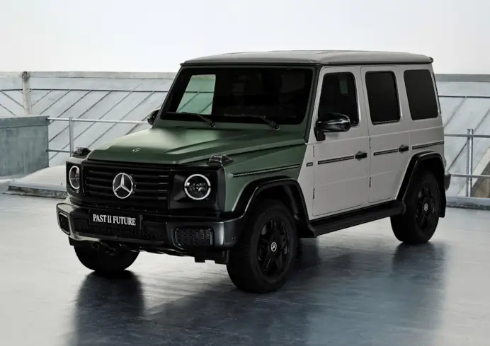 L'edizione limitata “Mercedes-Benz Classe G Past II Future” è ispirata all'opera d'arte e sarà lanciata nell'aprile 2025. Immagine di Thibaut Grevet per Mercedes-Benz.