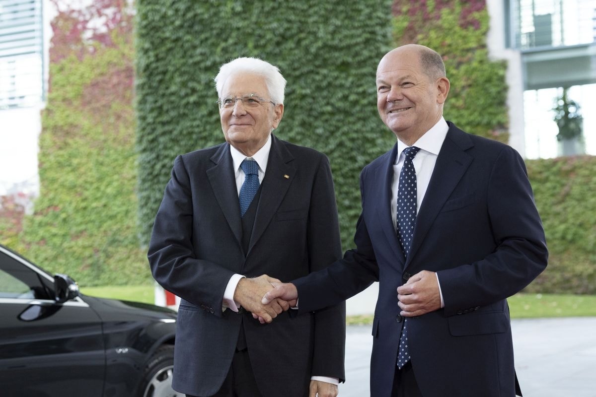 IL PRESIDENTE DELLA REPUBBLICA SERGIO MATTARELLA , OLAF SCHOLZ,CANCELLIERE FEDERALE