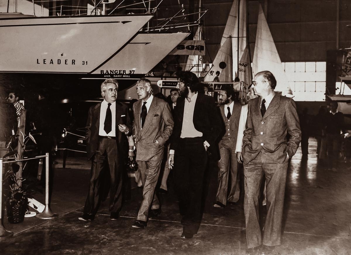 Gianni Agnelli e Giampiero Baglietto al Salone Nautico di Genova, 1970