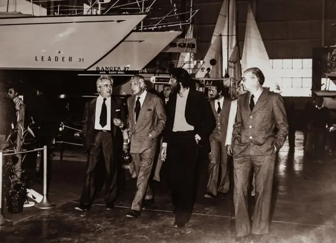 Gianni Agnelli e Giampiero Baglietto al Salone Nautico di Genova, 1970
