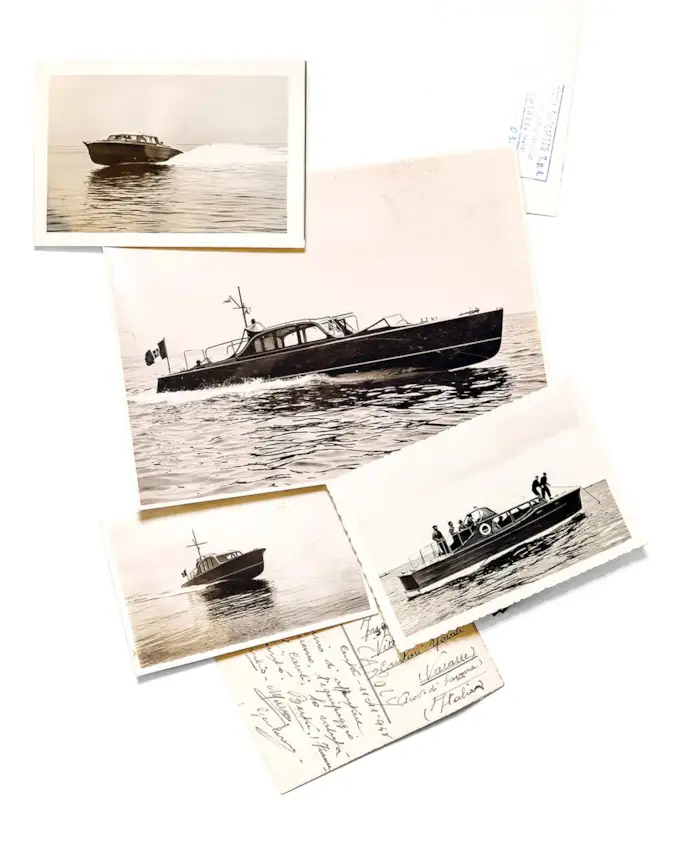 Alcune immagini del libro celebrativo Baglietto. Dal 1854 l’arte di navigare, a cura di Antonio Macaluso, edito da Rizzoli. Gianni Agnelli e Giampiero Baglietto al Salone Nautico di Genova, nel 1970, e il M.E. 91 realizzato per Vittorio Emanuele III nel 1938. A sinistra, il Silver Fox.