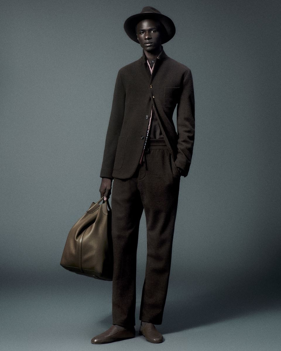 Un look Loro Piana fall-winter 2024/25 (courtesy Loro Piana)
