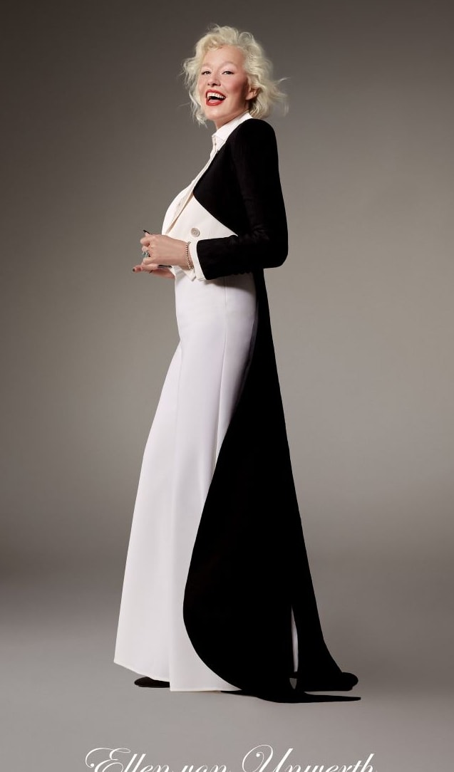 Ellen von Unwerth con un look spring-summer 2025 di Alexis Mabille (courtesy Alexis Mabille)