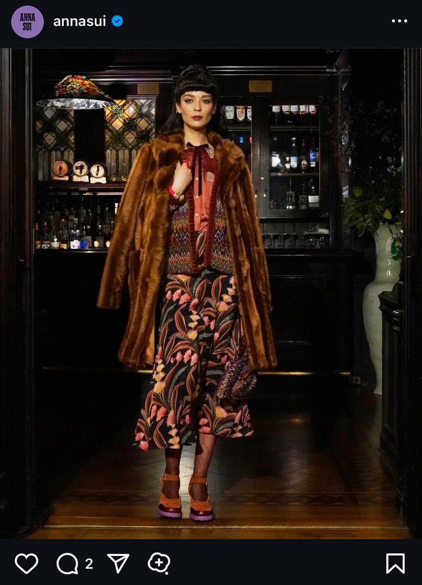 Un look Anna Sui fall-winter 2025/26 (Instagram @annasui)