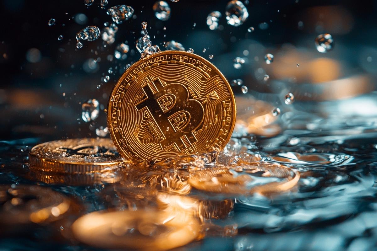 BITCOIN CRIPTOMONETA MONETA VIRTUALE ELETTRONICA  CRIPTOVALUTA CRIPTOVALUTE ACQUA GENERATE AI IA
