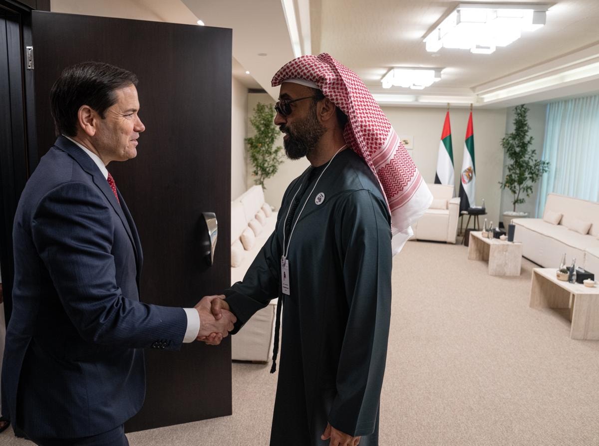 MARCO RUBIO SEGRETARIO DI STATO USA, TAHNOON BIN ZAYED AL NAHYAN CONSIGLIERE PER LA SICUREZZA NAZIONALE DEGLI EMIRATI ARABI UNITI
