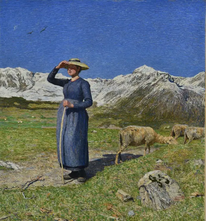 Giovanni Segantini, Mezzogiorno sulle Alpi, olio su tela 77,5 x 71,5.