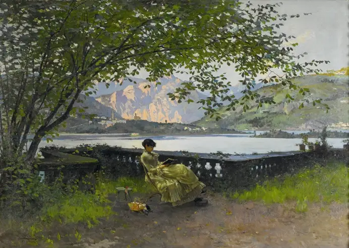 Paolo Sala, Leggendo Praga, olio su tela 112 x 157.
