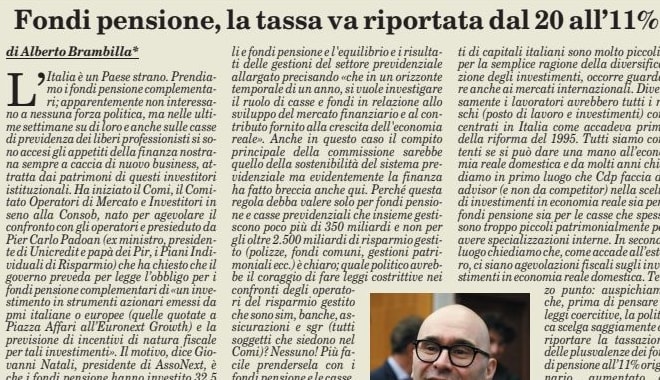 I fondi pensione devono investire più italiano