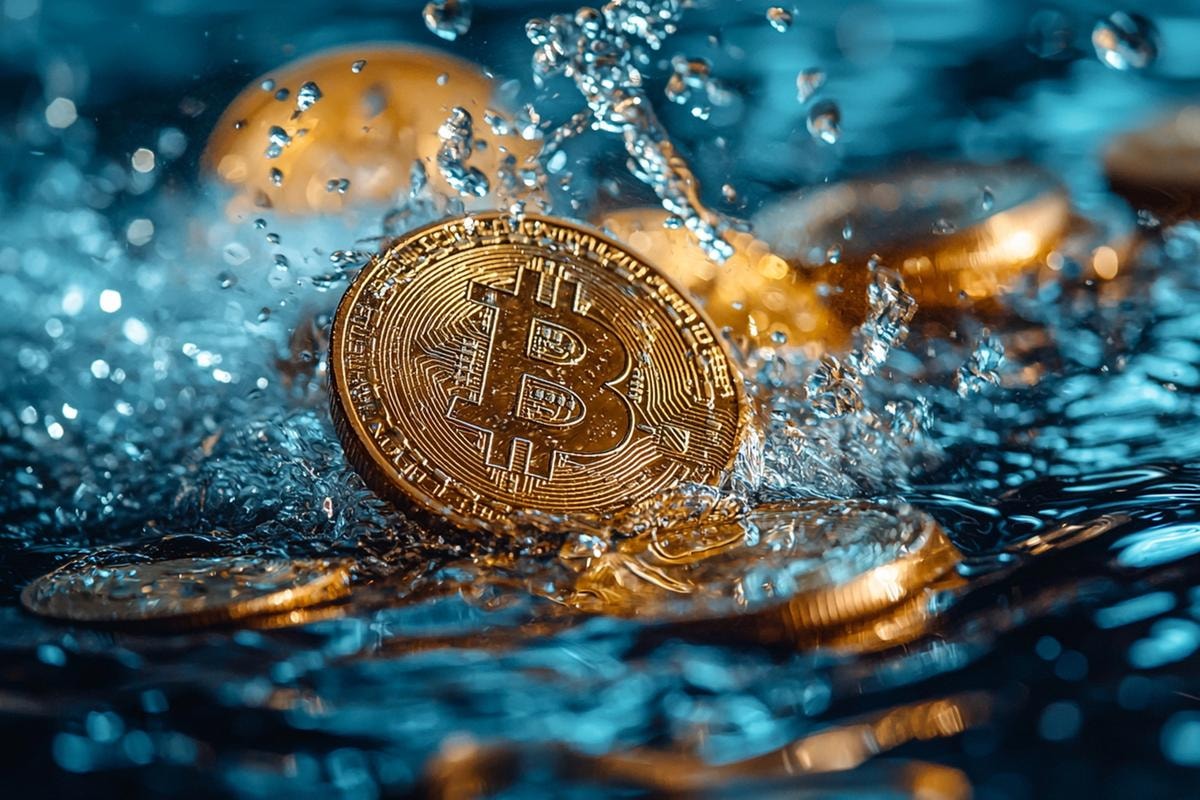 BITCOIN CRIPTOMONETA MONETA VIRTUALE ELETTRONICA  CRIPTOVALUTA CRIPTOVALUTE ACQUA GENERATE AI IA