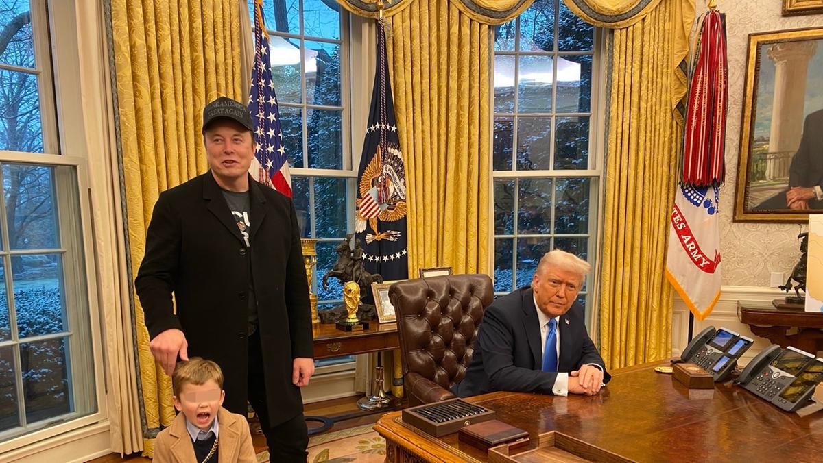 Elon Musk, suo figlio Lil-X e Donald Trump