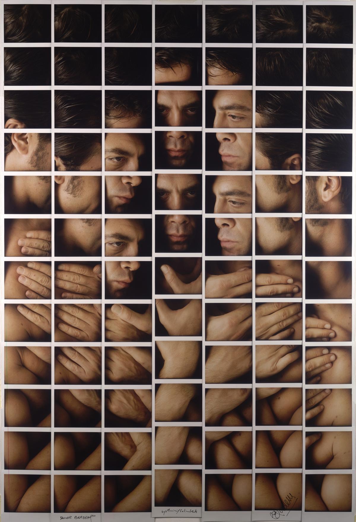 L'attore Javier Bardem sempre scomposto con la tecnica delle Polaroid di Galimberti.
