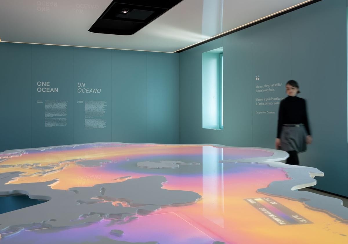 Una delle installazioni del Sea beyond ocean literacy centre del gruppo Prada a Venezia (courtesy Prada)