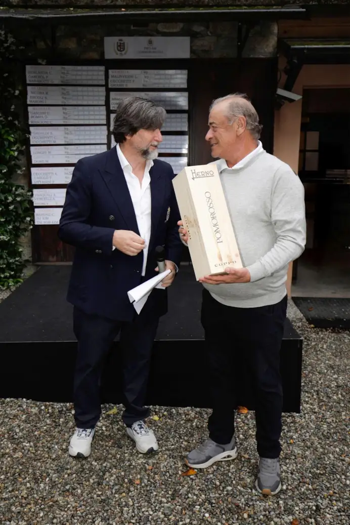 Claudio Marenzi, presidente di Herno e del Golf Alpino di Stresa, con il campione di golf italiano Costantino Rocca