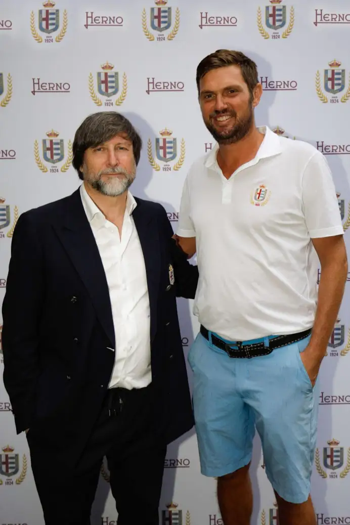 Il presidente Claudio Marenzi e il golfista americano Jeff Overton, al centenario del primo Open d'Italia, il 21 Giugno 2025, al Golf Alpino di Stresa