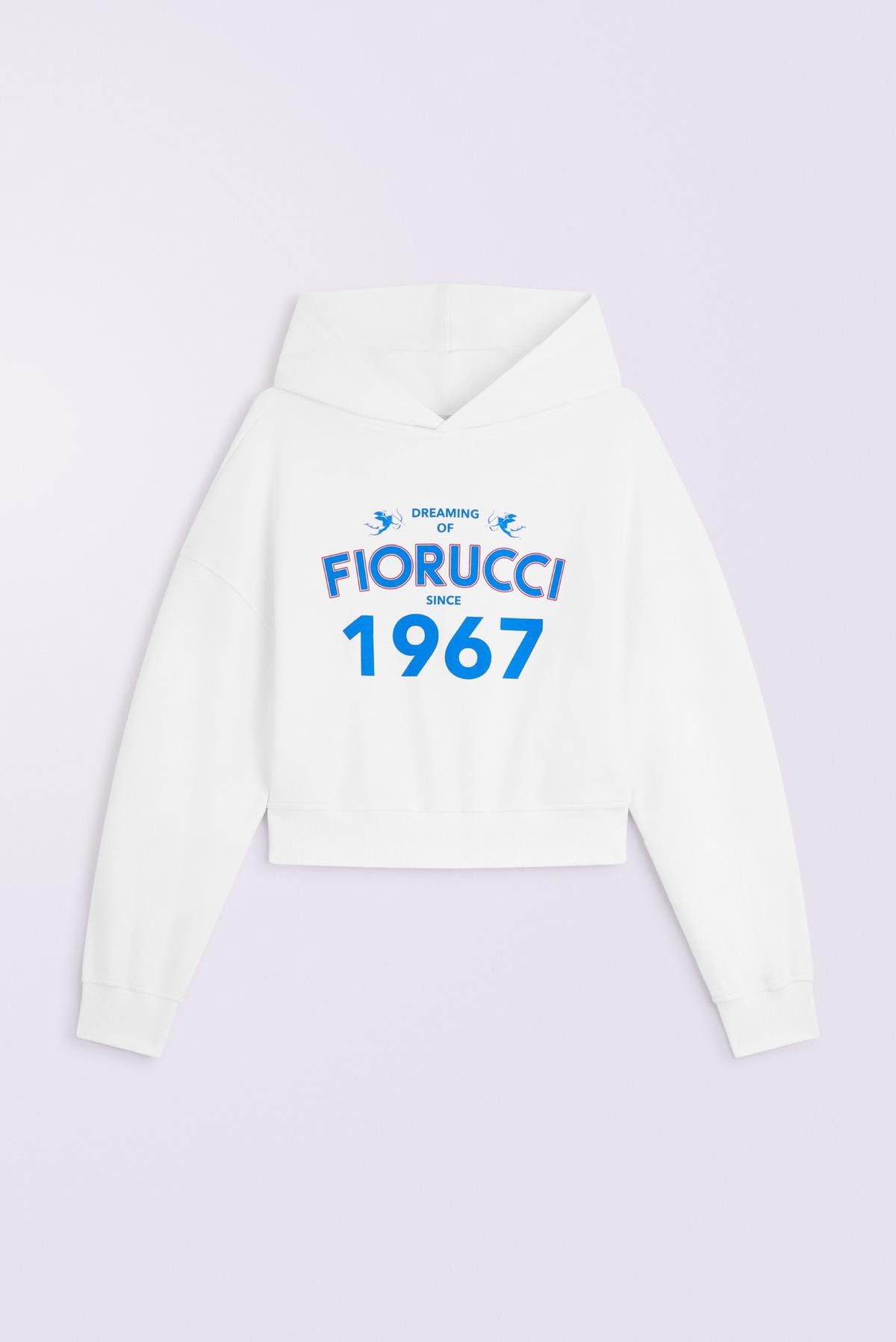 Hoodie in cotone felpato, di Fiorucci, 320 euro.