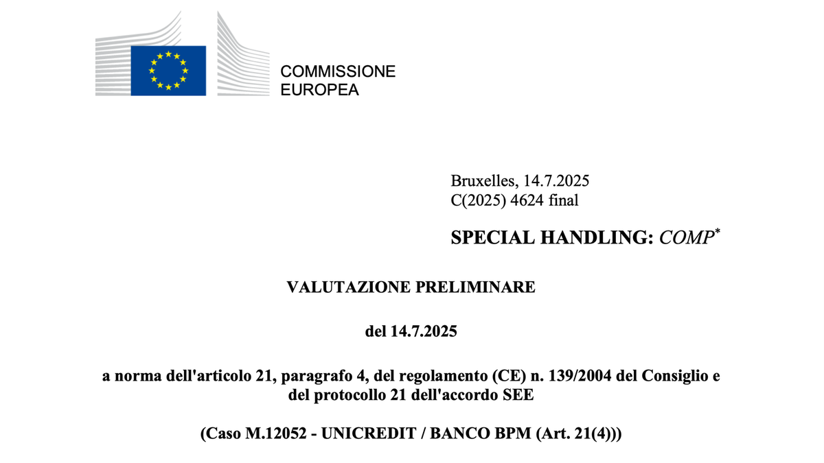 La lettera della Dg Comp all’Italia sull’ops di Unicredit su Banco Bpm