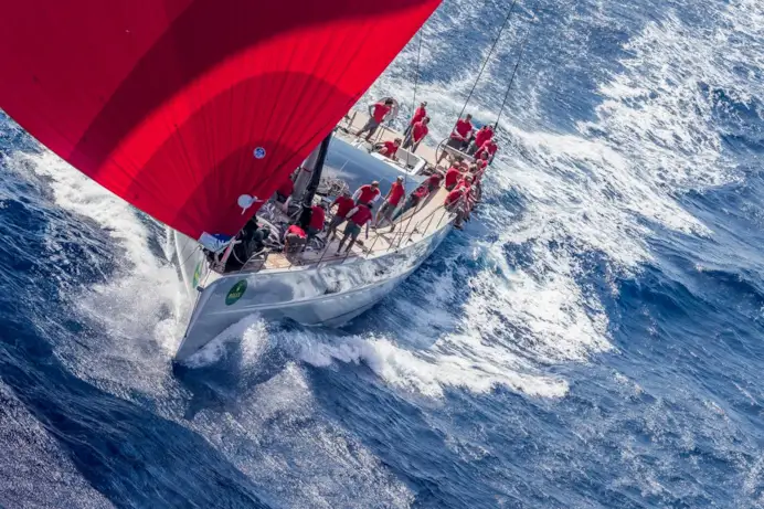 Il suo Maxi yacht Ribelle, con cui ha vinto la Rolex Cup nel 2017.
